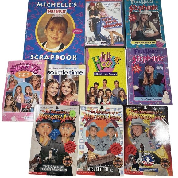 Other - 10 Mary Kate Ashley Olsen Book DVD Lot Full House Adventure Little Time Sweet 16